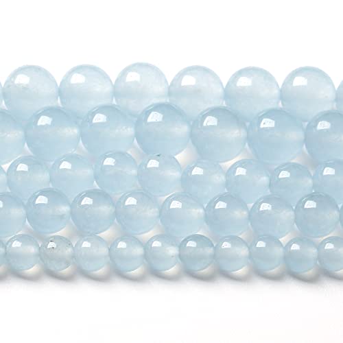 8 mm, 46 Stück Naturstein-Perlen aus hellblauem Chalcedon, lose Perlen für Schmuckherstellung, DIY, Armband, Halskette von lohfxrgyjk