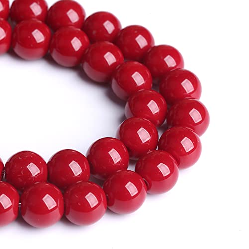 8 mm, 46 Stück dunkelrote Glas-Kristallperlen für Schmuckherstellung, DIY-Armbänder von lohfxrgyjk