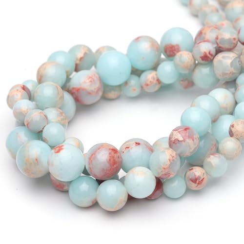 8 mm Natursteinperlen zur Schmuckherstellung, himmelblauer Jaspis, poliert, glatt, rund, Edelsteinperlen für Armband, Halskette, 38,1 cm von lohfxrgyjk