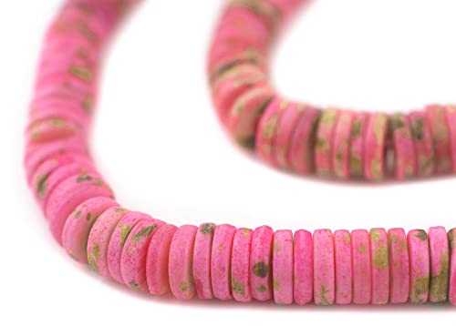 8 mm Turmalin-Knopfperlen aus rosa Knochen: Flache, runde Scheibenperlen aus Nepal für die Herstellung von DIY-Halsketten und Schmuck von lohfxrgyjk