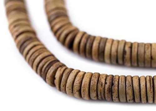 8 mm braune Knochenknopfperlen: Flache runde Scheibenperlen aus Nepal für die Herstellung von DIY-Halsketten und Schmuck von lohfxrgyjk