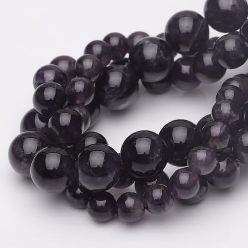 8 mm natürliche Kristallperlen zur Schmuckherstellung, Amethyst, poliert, glatt, rund, Edelsteinperlen für Armband, Halskette, 38,1 cm von lohfxrgyjk
