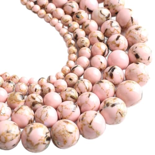 8 mm rosa Muscheltürkis, runde lose Perlen, Natursteinperlen für Schmuckherstellung von lohfxrgyjk