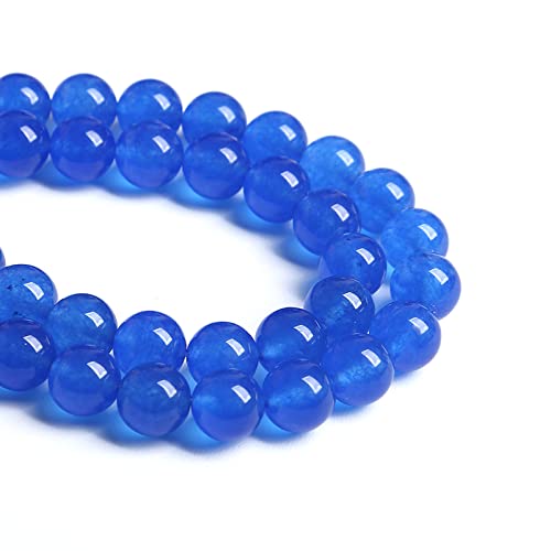 90 Stück 8 mm tiefblaue Chalcedon-Naturstein-Perlen für Schmuckherstellung, DIY-Armbänder von lohfxrgyjk