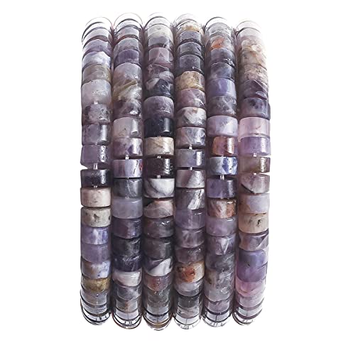 Abstandsperlen aus natürlichem Amethyststein, 6 x 3 mm, 38 cm/Strang, flach, rund, lose Halbedelsteinkappen zur Herstellung von Armbändern und Halsketten von lohfxrgyjk