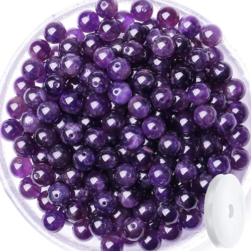 Amethyst-Perlen, 8 mm, Natursteinperlen, rund, lose Edelsteinperlen für Armbänder, Perlen, violetter Kristall, Schmuckherstellung, DIY, Halsketten, Ohrringe, 0,8 cm, 60 Stück Amethyst-Perlen, 8 mm, Natursteinperlen, rund, lose Edelsteinperlen für Armbänder, Perlen, violetter Kristall, Schmuckherstellung, DIY, Halsketten, Ohrringe, 0,8 cm, 60 Stück von lohfxrgyjk