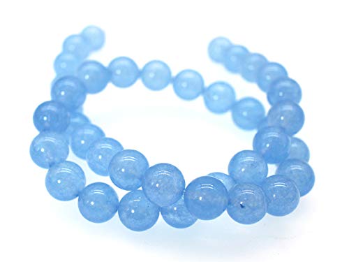 Chalcedon-Naturstein-Perlen, rund, glatt, lose Perlen für Schmuckherstellung, 38,1 cm, 1 Strang pro Beutel (10 mm, 03 Hellblau) von lohfxrgyjk