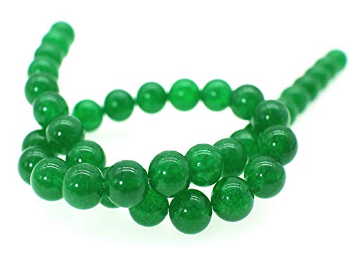 Chalcedon-Naturstein-Perlen, rund, glatt, lose Perlen für Schmuckherstellung, 38,1 cm, 1 Strang pro Beutel (10 mm, 06 Waldgrün) von lohfxrgyjk