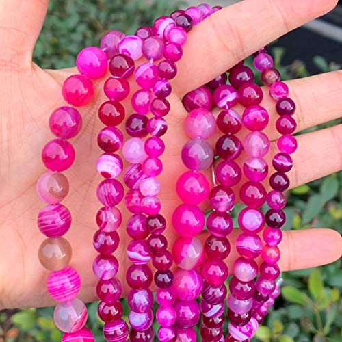 GC5-4 AAA natürlicher gebänderter Fuchsia-roter Achat, Heilstein, 4 mm, kleine, runde lose Perlen, Abstandshalter (90–94 Stück) von lohfxrgyjk