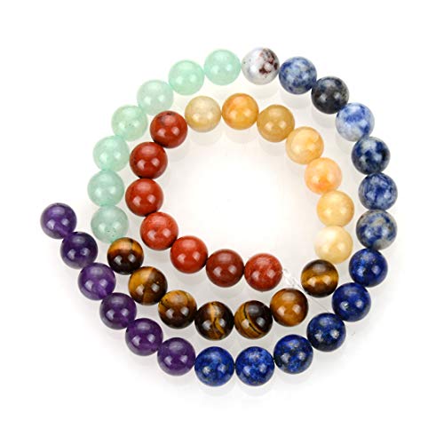 GF35-8 Perlen aus natürlichem Amethyst, Lapislazuli, Sodalith, Aventurin, Tigerauge, gelbe Jade, roter Jaspis, 8 mm, runde Chakra-Steinperlen, 43–46 Stück von lohfxrgyjk