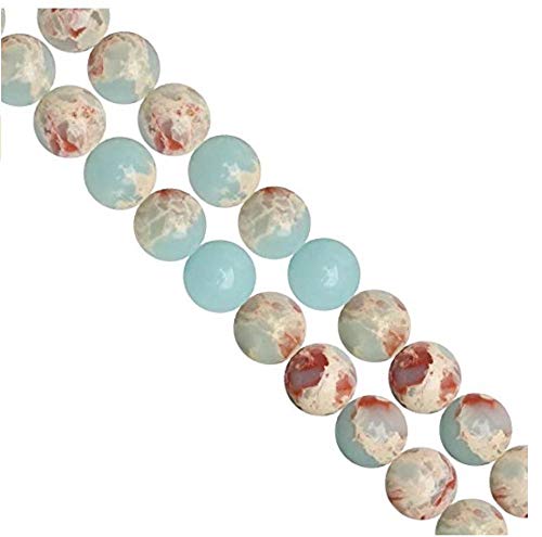 GH5-10 Strang natürlicher Aquamarin-blauer Impression Aqua Terra Jaspis, Heilstein, 10 mm, Meeressediment, runde lose Perlen, Edelstein-Abstandshalter (35–37 Stück) von lohfxrgyjk