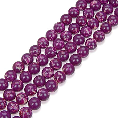 GX3-6 1 Strang natürlicher Amethyst, violett, Impression, Aqua Terra, Jaspis, 6 mm, rund, lose Perlen, Meeressediment, Edelstein-Abstandshalter für Bastelarbeiten, Schmuckherstellung (58–62 Stück) von lohfxrgyjk