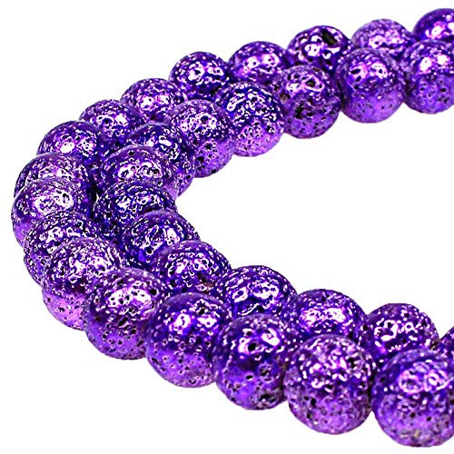 Galvanisierter violetter natürlicher vulkanischer Lavastein, rund, lose Steinperlen, DIY für Schmuck- und Armbandherstellung (8 mm) von lohfxrgyjk