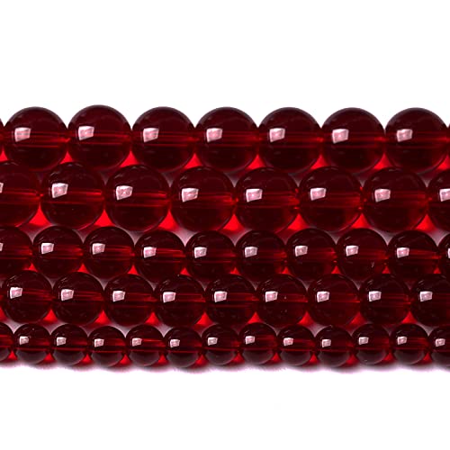 Glasperlen, rund, lose Perlen, 6 mm, Granat, Rot, für Schmuckherstellung, Armband, Halskette, Zubehör, 81,3 cm, 2 Stränge, 136 Stück Glasperlen, rund, lose Perlen, 6 mm, Granat, Rot, für Schmuckherstellung, Armband, Halskette, Zubehör, 81,3 cm, 2 Stränge, 136 Stück von lohfxrgyjk