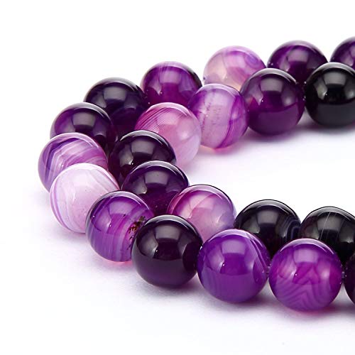 Lohfxrgyjk-6 natürliche gebänderte violette Achat-Heilsteine, 6 mm, rund, lose Perlen, Abstandshalter (116–124 Stück) für Bastelarbeiten, Schmuckherstellung, 2 Stränge von lohfxrgyjk