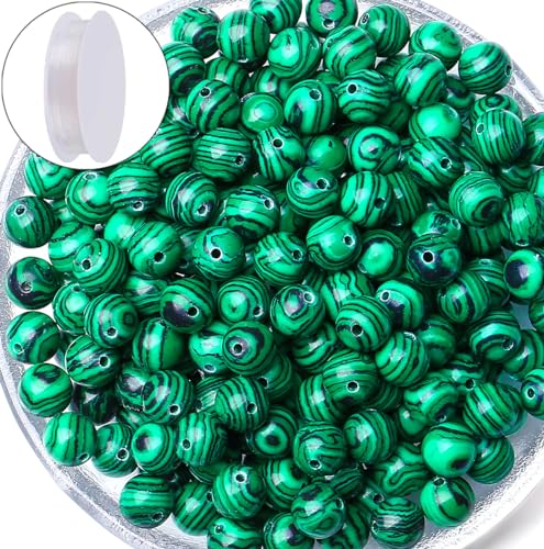 Malachit-Perlen, 8 mm, Natursteinperlen, rund, lose Edelsteinperlen für Armbänder, Perlen, Kristall, Schmuckherstellung, DIY, Halsketten, Ohrringe, 0,8 cm, 100 Stück Malachit-Perlen, 8 mm, Natursteinperlen, rund, lose Edelsteinperlen für Armbänder, Perlen, Kristall, Schmuckherstellung, DIY, Halsketten, Ohrringe, 0,8 cm, 100 Stück von lohfxrgyjk