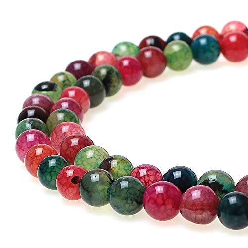 Natürliche Achatstein-Turmalin-Achat-Perlen, bunt, rund, lose Perlen, Kugel, Schmuckherstellung, Armband, DIY, 15 (4 mm) von lohfxrgyjk