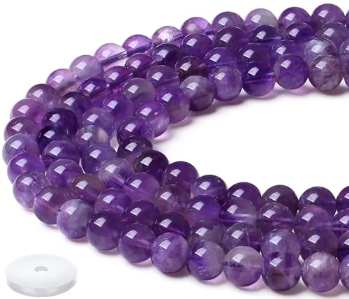 Natürliche Amethyst-Perlen, 8 mm, violette Kristallperlen, lose, runde Steinperlen für Armbänder, Halsketten, Ohrringe, 100 Stück von lohfxrgyjk