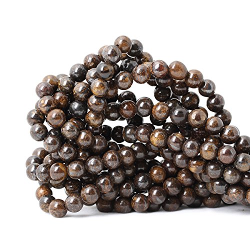Natürliche Bronzit-Edelsteine, rund, lose Perlen für Schmuckherstellung, 8 mm, 1 Strang, 38,1 cm, 45 Stück von lohfxrgyjk