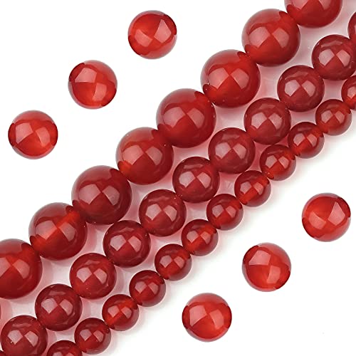 Natürliche Karneol-Kristallperlen, rote Achate, 6 mm, poliert, rund, glatt, Edelsteinperlen für Schmuckherstellung, Erwachsene, 38,1 cm (roter Achat, 6 mm) von lohfxrgyjk