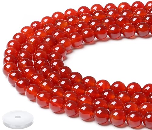 Natürliche Karneol-Perlen, 8 mm, rote Kristallperlen, lose DIY-Perlen, runde Steinperlen für Armbänder, Halsketten, Ohrringe, 100 Stück von lohfxrgyjk