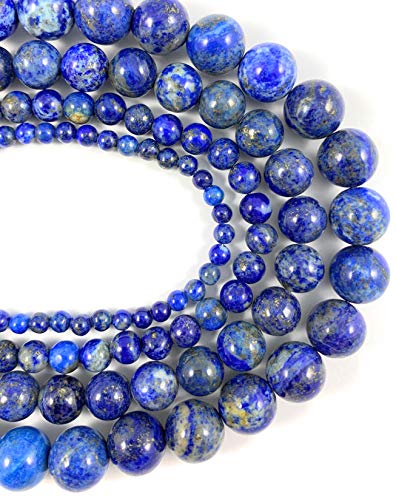 Natürliche Lapislazuli-Edelsteine, runde Perlen zur Schmuckherstellung, 39,4 cm Strang von lohfxrgyjk