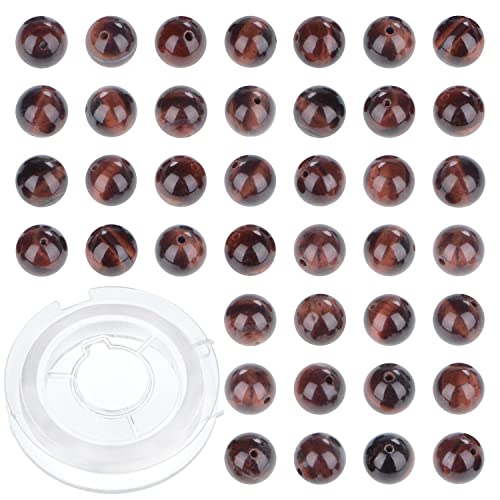 Natürliche Rhodochrosit-Edelsteine, rund, lose Perlen für Schmuckherstellung, mit Kristall-Stretchkordel, 8 mm, 100 Stück von lohfxrgyjk
