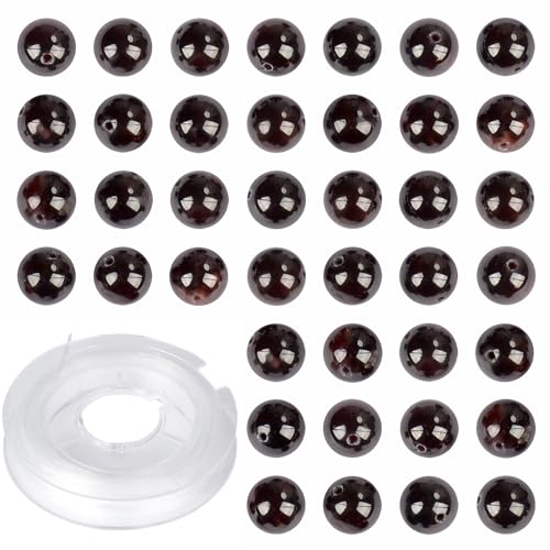 Natürliche Steine, echte Steine, runde Granatperlen, 8 mm, 100 Stück, lose Edelstein-Lochgröße, 1 mm, Charm-Perlen für Armbänder, Halsketten, Ohrringe (Granat, 8 mm) von lohfxrgyjk