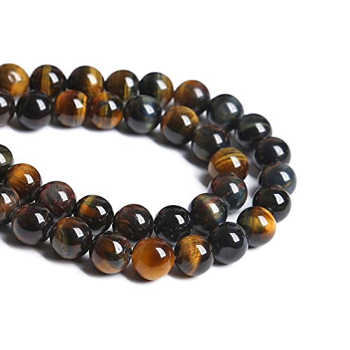 Natürliche Tigeraugen-Perlen, 8 mm, 46 Stück, gelb-blauer Stein, lose Perlen für Schmuckherstellung, DIY, Armband, Halskette von lohfxrgyjk