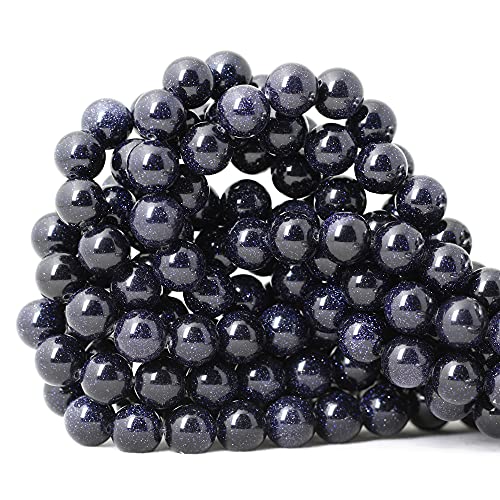 Natürliche blaue Sandstein-Edelsteine, rund, lose Perlen, Steinperlen für Schmuckherstellung, DIY, 1 Strang, 38,1 cm, 35 Stück von lohfxrgyjk