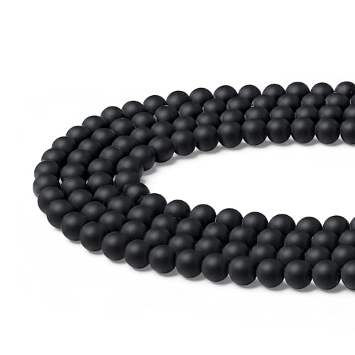 Natürliche mattschwarze Obsidian-Perlen, 8 mm, lose DIY-Perlen, runde Steinperlen für Armbänder, Halsketten, Ohrringe, 100 Stück von lohfxrgyjk