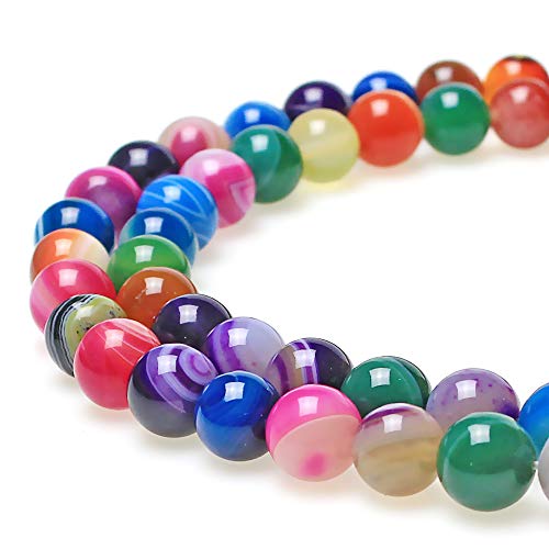 Natürliche mehrfarbige Achat-Perlen, rund, lose Perlen für Schmuckherstellung, DIY, Armband, Halskette (6 mm) von lohfxrgyjk