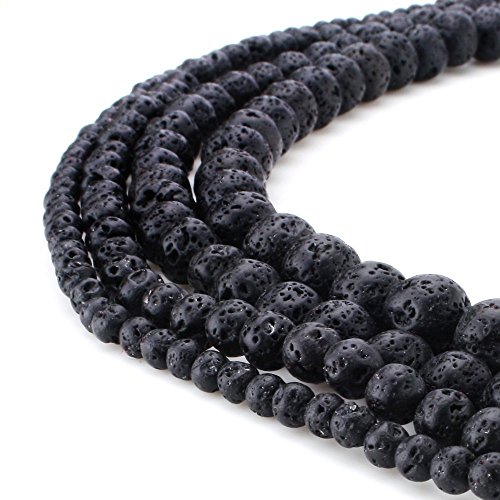 Natürliche schwarze Lava-Edelsteine, rund, lose Perlen für Schmuckherstellung, 1 Strang, 4 mm von lohfxrgyjk
