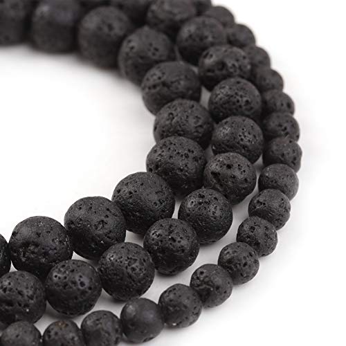 Natürliche schwarze Lava-Perlen, poliert, rund, glatt, lose Edelsteine für Schmuckherstellung, 38,1 cm (schwarze Lava, 10 mm) von lohfxrgyjk