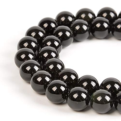 Natürliche schwarze Obsidian-Edelsteine, runde Abstandshalter, lose Steinperlen für Schmuckherstellung, 39,4 cm, 1 Strang (schwarzer Obsidian, 4 mm, 90 Perlen), 90 Stück von lohfxrgyjk
