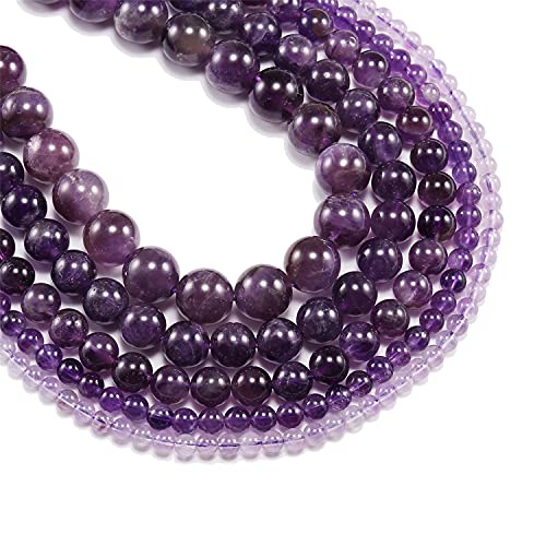 Natürlicher Amethyst-Edelstein, natürliche runde Perlen, lose Steinperlen für selbstgemachte Armbänder, Halsketten, Ohrringe, Schmuck, Bastelzubehör (Amethyst, 12 mm x 32 Stück) von lohfxrgyjk