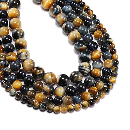 Natürlicher Traum-Tigerauge-Edelstein, natürliche runde Perlen, lose Steinperlen für selbstgemachte Armbänder, Halsketten, Ohrringe, Schmuck, Bastelzubehör (Traumtiger, 8 mm x 48 Stück) von lohfxrgyjk