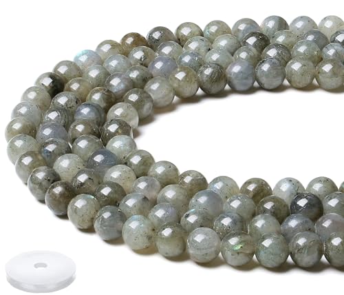 Naturperlen, Kristallperlen, rund, grau, Mondsteinperlen für Armbänder, Halsketten, Ohrringe, Schmuckherstellung, 8 mm, 100 Stück von lohfxrgyjk