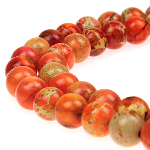 Naturstein, Meeressediment, imperialer Jaspis, rund, lose Perlen für Schmuckherstellung, 6 Farben, 10 mm, Orange von lohfxrgyjk
