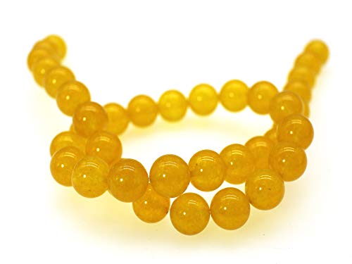Naturstein-Perlen, rund, glatt, lose Perlen für Schmuckherstellung, 10 mm, 01 Gelb von lohfxrgyjk
