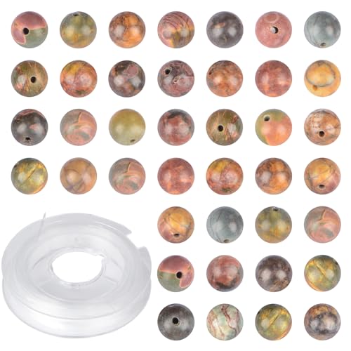 Natursteine, echte Steine, runde Picasso-Perlen, 8 mm, 100 Stück, lose Edelstein-Lochgröße 1 mm, glatte Perlen für Armbänder, Halsketten, Ohrringe (Picasso, 8 mm) von lohfxrgyjk
