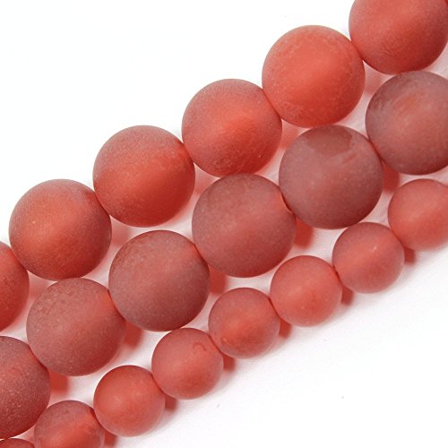 Natursteinperlen, matt, roter Achat, rund, lose Perlen für Schmuckherstellung, DIY, Armband, Halskette (10 mm) von lohfxrgyjk
