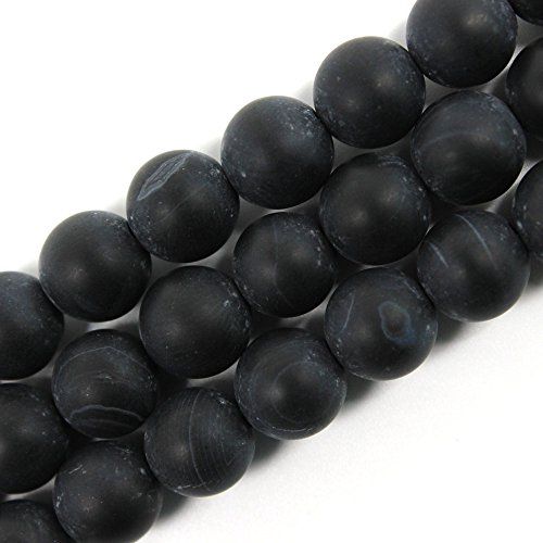 Natursteinperlen, mattschwarz, gestreift, Achat, rund, lose Perlen für Schmuckherstellung, DIY, Armband, Halskette (8 mm) von lohfxrgyjk