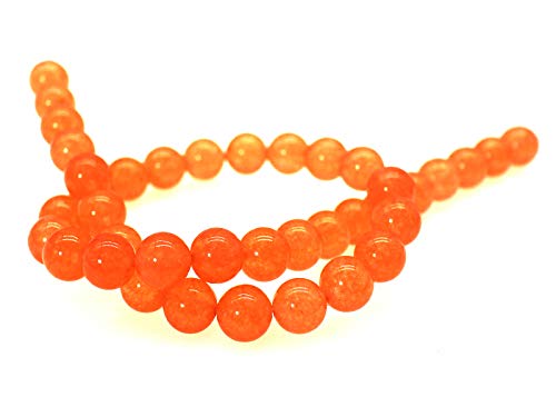 Perlen – Naturstein-Perlen, rund, glatt, lose Perlen für Schmuckherstellung, 38,1 cm Strang pro Beutel (8 mm, 20 Orangerot) von lohfxrgyjk