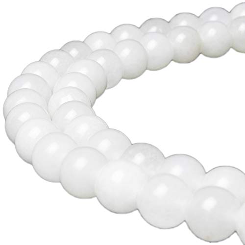 Perlen für Energiearmbänder, Yoga-Armband, DIY-Armband, Natursteinperlen, weiße Jade, 60 Stück, 6 mm von lohfxrgyjk