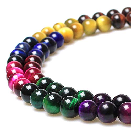 Rare Collection Natursteinperlen, mehrfarbig, Tigerauge, rund, lose Perlen für Schmuckherstellung, DIY, Armband, Halskette (10 mm) von lohfxrgyjk