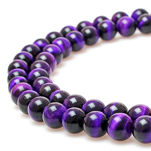 Rare Collection Natursteinperlen, violettes Tigerauge, runde lose Perlen für Schmuckherstellung, DIY, Armband, Halskette (12 mm) von lohfxrgyjk