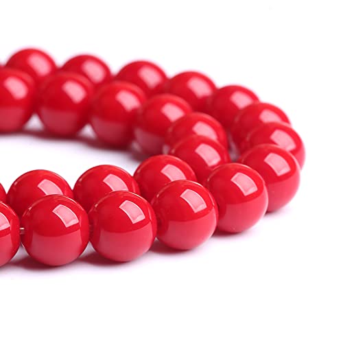 Rote Glasperlen, rund, für Schmuckherstellung, Armband, Halskette, 10 mm, 75 Stück von lohfxrgyjk