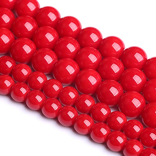 Rote Glasperlen, rund, für Schmuckherstellung, Armband, Halskette, 8 mm, 90 Stück von lohfxrgyjk