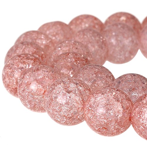 Runde Crackle Druk tschechische Kristallperlen für Schmuckherstellung, 8 mm Strang, Rosa von lohfxrgyjk